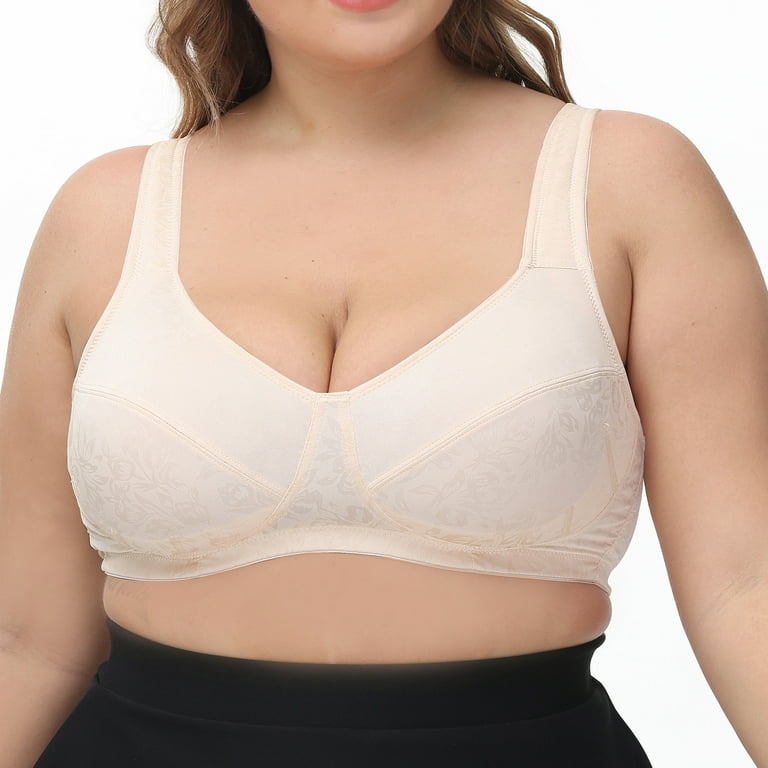 Ozmmyan Wirefree Bras for Women ,Plus Size Front Closure Lace Bra Wirefreee  Extra-Elastic Bra Adjustable Shoulder Straps Sports Bras 38D-46D, Summer  Savings Clearance 