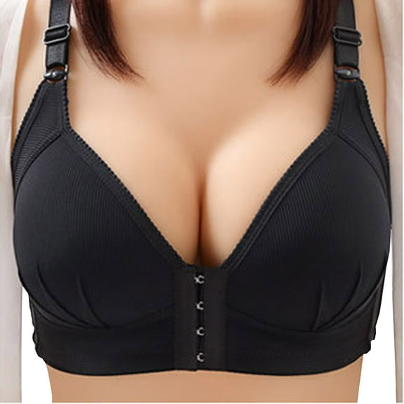Ozmmyan Wirefree Bras for Women ,Plus Size Front Closure Lace Bra Wirefreee Extra-Elastic Bra Adjustable Shoulder Straps Sports Bras 36C-46C, Summer