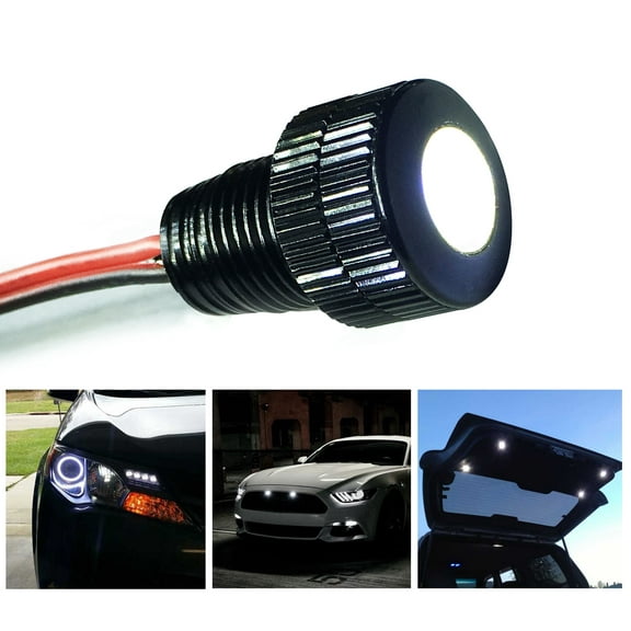 Oznium Flush Mount LED Bolt Light for Grille, Cars Interior, Ambient Lighting (Aluminum Black Housing, 11 mm, Cool White LED)