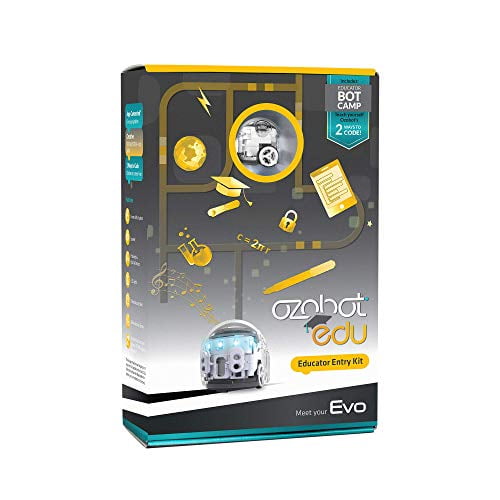 Ozobot Evo Educator Entry Kit - BLE Coding Robot &Teacher Training in 2 Ways to Code - STEM &STEAM for Grades K-12 (White)