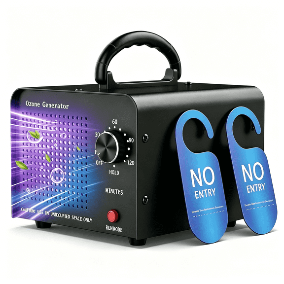 Ozone Generator 48,000mg, Commercial Ozone Machine Odor Removal, High Capacity O3 Ionizer Air Purifier Deodorizer, Portable Mini for Car, Home, Smoke, Pets, Industrial, for 4000 Square Feet -Black