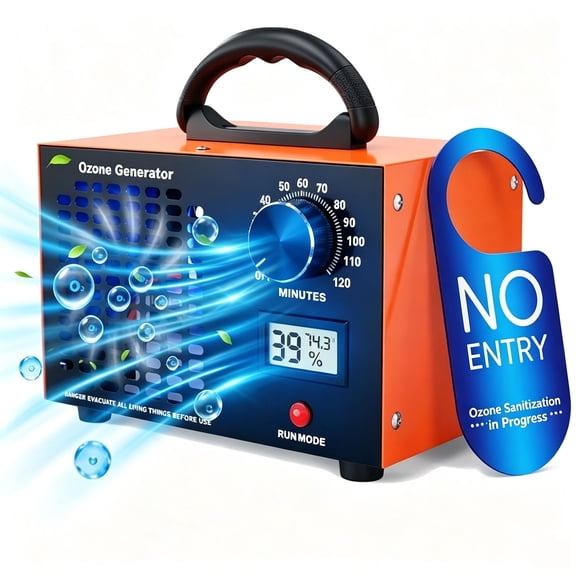 Ozone Generator 60,000 mg/h,Covers up to 5000 Sq.Ft,features Temp/Humidity Display & 120-Min Timer.Ozone Machine for Homes,Hotels,Kitchens,and Pet Areas,also works as a Small Air Purifier for Compact