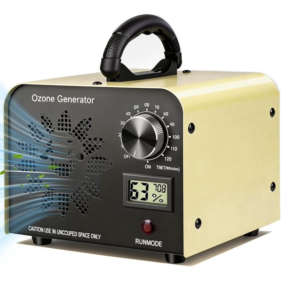Ozone Generator 90,000mg/h with Temp/Humidity Display, High Capacity Output Portable Ozone Machine Odor Removal, Ozone Air Purifier for Rooms, , and Pets, Ozone Machine up to 4000sq.ft