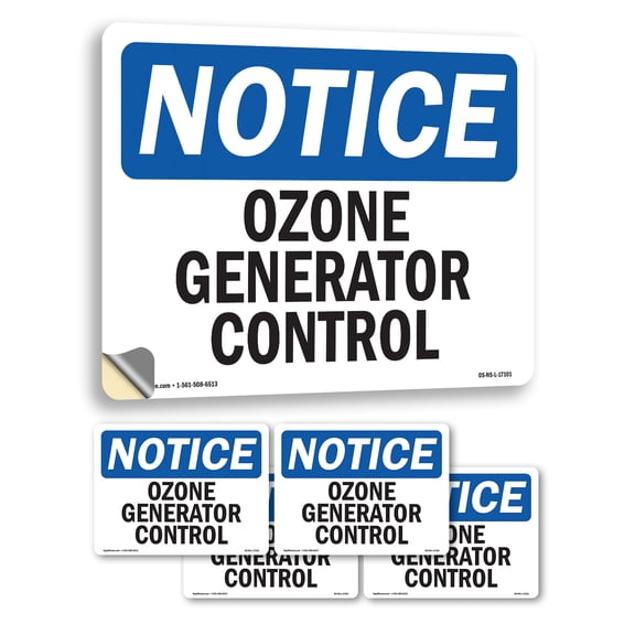 Ozone Generator Control OSHA Notice Vinyl Decal Label 5 Inch x 3.5 Inch - 5 Pack