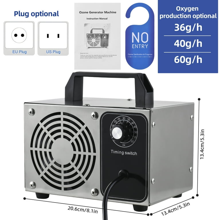 Ozone Machine,Stainless Steel 40 Stainless Portable 0-60min Steel 