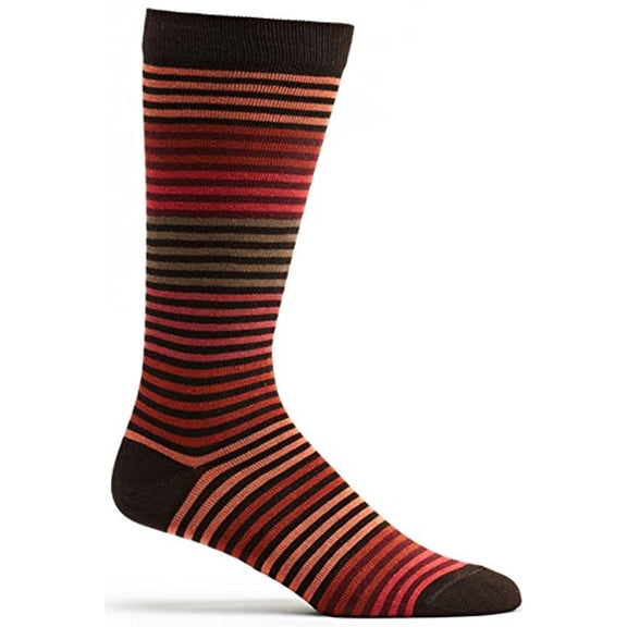 Ozone Men's Stripy Sock, Chocolate, One Size Crew Length