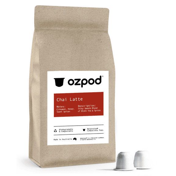 Ozpod Chai Tea Capsules for Nespresso, Premium Pods, 100% Compostable and Biodegradable from Australia, Compatible with Nespresso Original, 15 Single Serve Cups