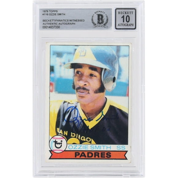 Ozzie Smith San Diego Padres Autographed 1979 Topps MLB #116 Beckett Fanatics Witnessed Authenticated 10 Rookie Card with "HOF 02" Inscription - Fanatics Authentic Certified