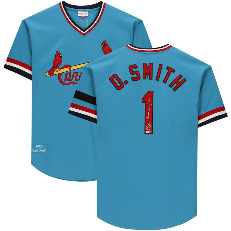 Ozzie Smith St. Louis Cardinals Autographed Blue Mitchell Ness Authentic Jersey with The Wizard Inscription Fanatics Authentic Certified Walmart