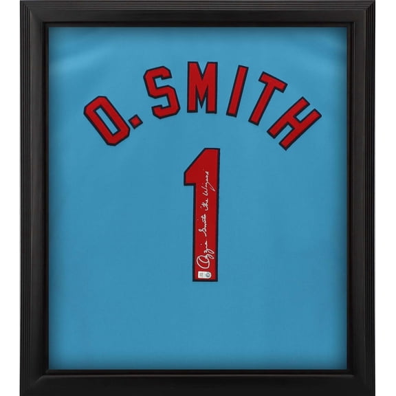 Ozzie Smith St. Louis Cardinals Framed Autographed Blue Mitchell & Ness Authentic Jersey Shadowbox with "The Wizard" Inscription - Fanatics Authentic Certified