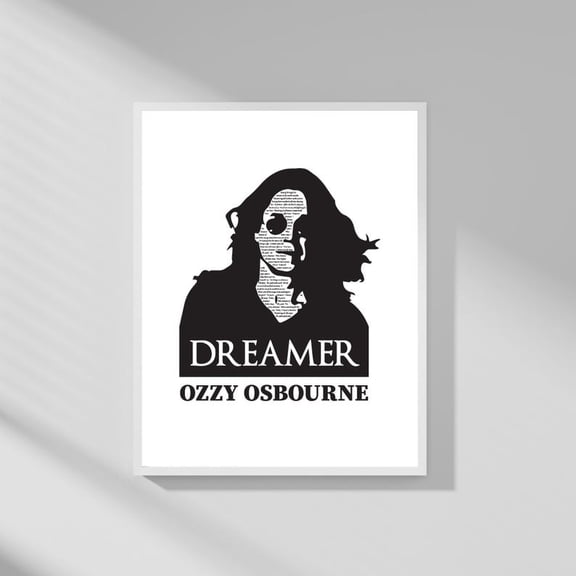 Ozzy Os.bo.ur.ne - Dreamer Song Lyrics Music Poster, Black and White Rock Silhouette Wall Art, Music Lover Gift, Size 24x36 Unframed Poster