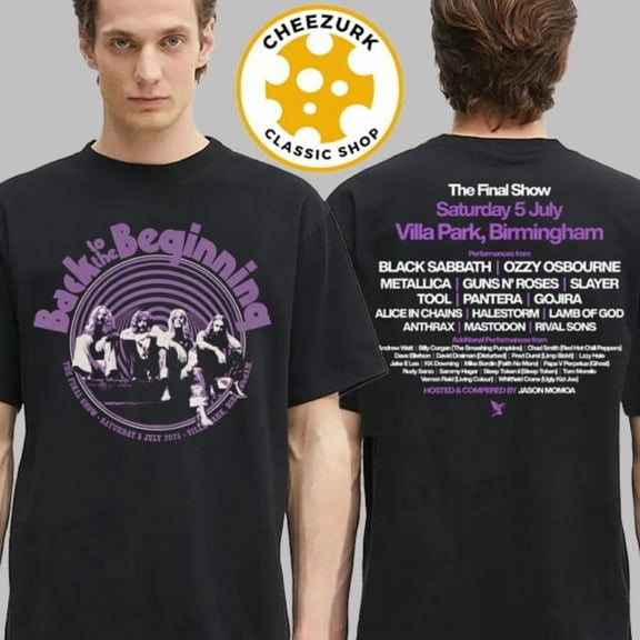 Ozzy Osbourne Back To The Beginning Event Tee The Final Show Lineup At Villa Park In Birmingham On July 5 2025 Two Sided Unisex T-Shirt