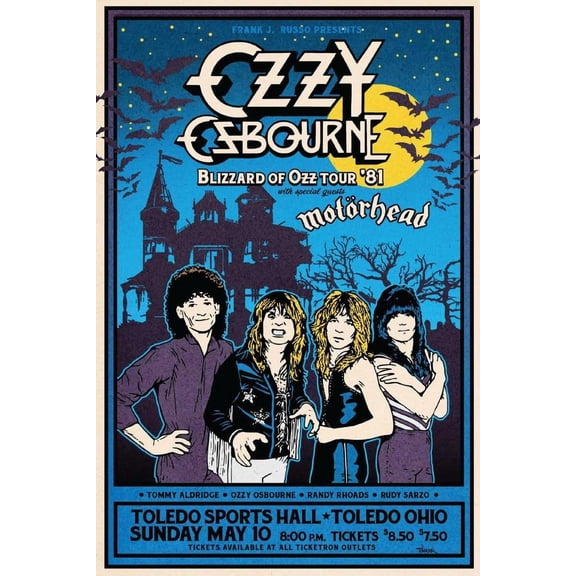 Ozzy Osbourne Blizzard of OZZ Tour Art Poster - Decorative Print - Unframed