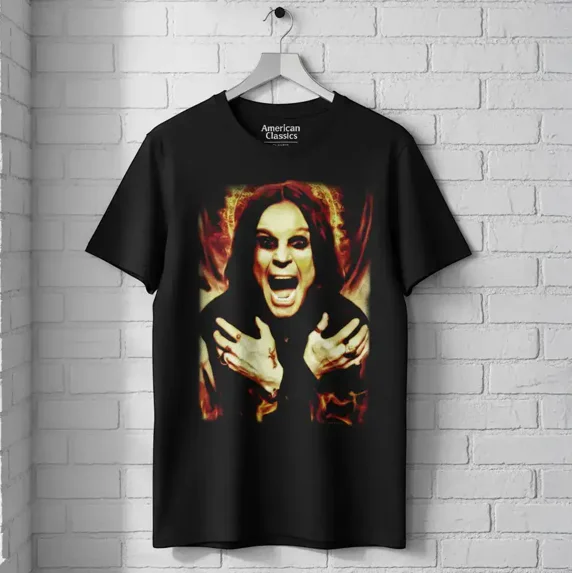 Ozzy Osbourne Burning Prince of Darkness Men's T Shirt (Black, AdultS)