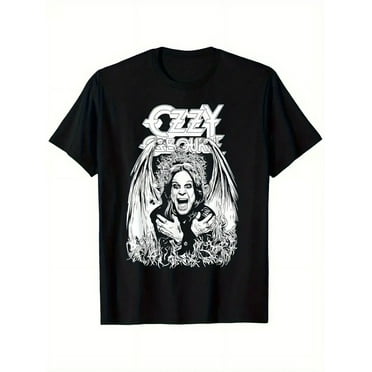 Ozzy Osbourne Men's Crazy Train Graphic T-Shirt - Black Streetwear Short Sleeve Tee with Bold Band Print, 95% Polyester 5% Spandex,