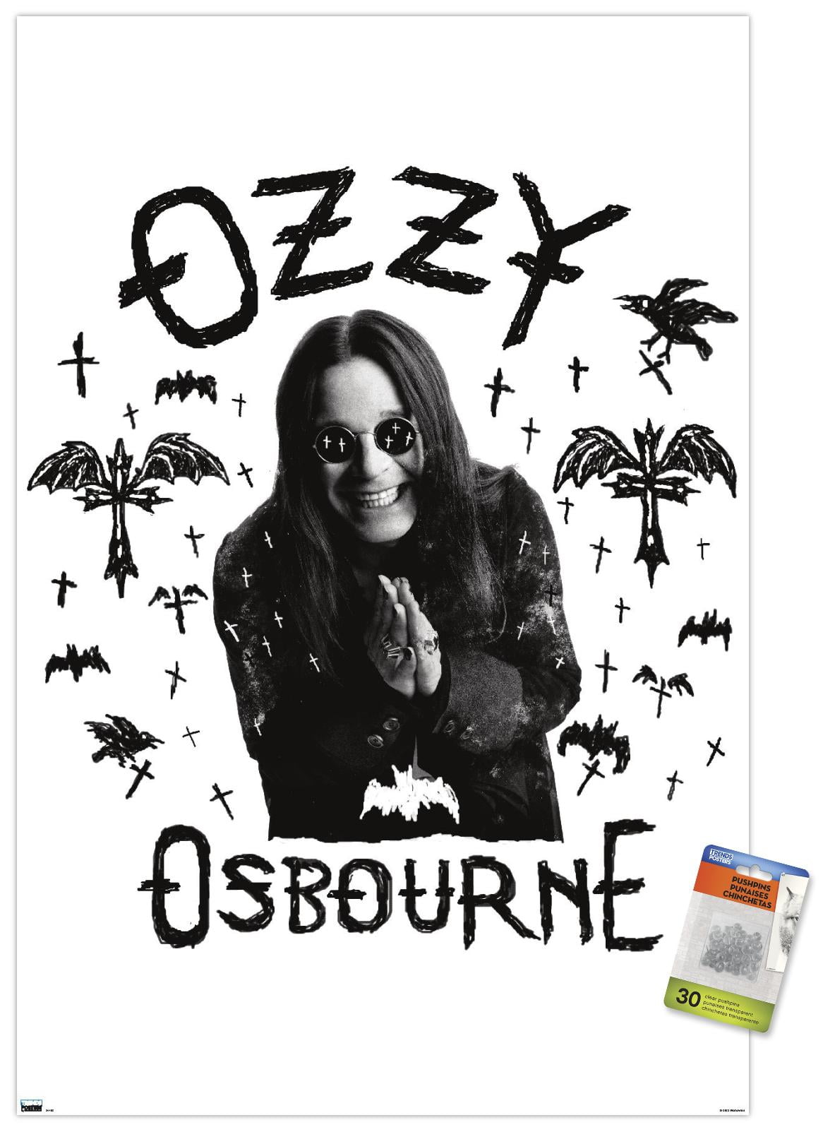 Ozzy Osbourne - Raven, Bat and Crosses Wall Poster with Push Pins