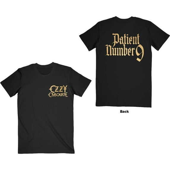 Ozzy Osbourne Unisex T-Shirt Patient No. 9 Gold Logo (Back Print) (Medium)