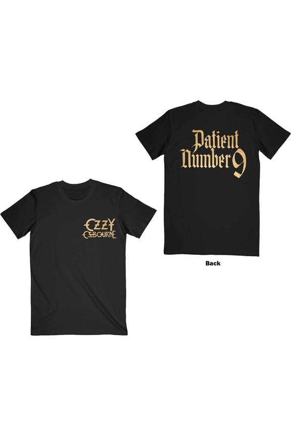 Ozzy Osbourne Unisex T-Shirt Patient No. 9 Gold Logo (Back Print) (Medium)