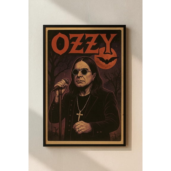 Ozzy Osbourne Vintage Rock Poster, Dark Gothic Music Wall Art, Classic Rock Decor for Music Lovers, Size 24x36 Unframed Poster