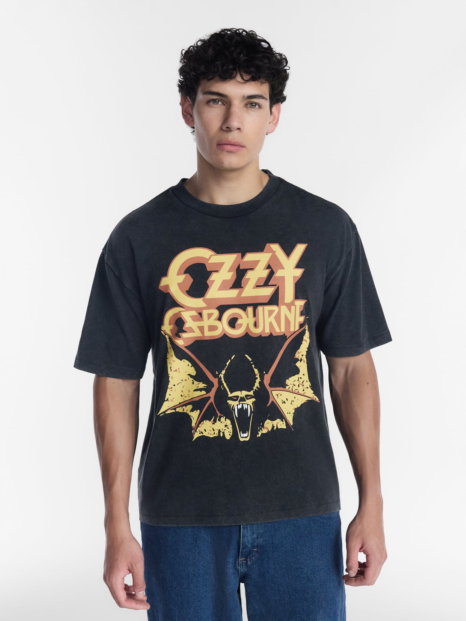 Ozzy Osbourne Men's Mineral Washed Boxy Fit Front and Back Graphic Tee Shirt, Sizes XS-4XLT