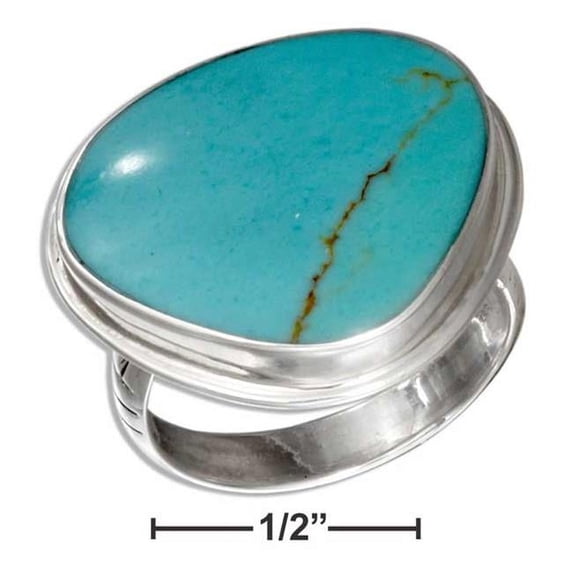P-016736-06 6 in. Sterling Silver Freeform Triangle Shape Simulated Turquoise Ring