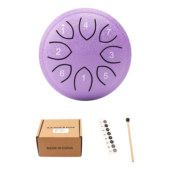 P-338 Purple Outdoor Rain Drum Steel Tongue 4.5 Inch 8 Tone C Key Musical Instrument Garden Sound Therapy Fun Meditation Activity Purple Shade #988I9