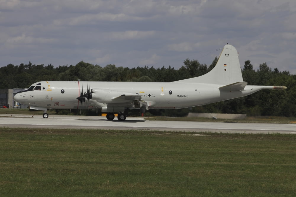 P-3C Orion of the German Navy at Manching Air Base Germany Canvas Art - Timm ZiegenthalerStocktrek Images (35 x 23)