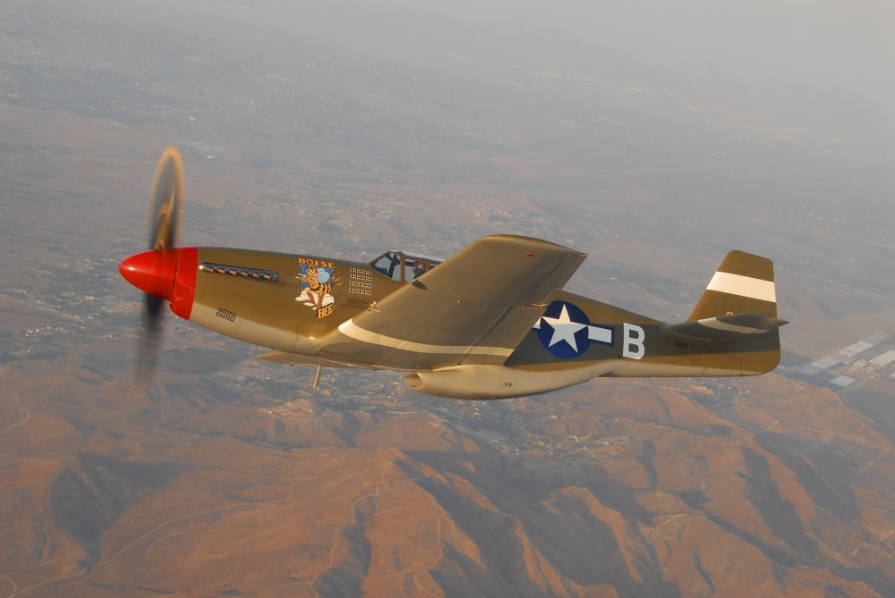 P-51C Mustang flying over Chino Hills California Canvas Art - Phil WallickStocktrek Images (17 x 12)