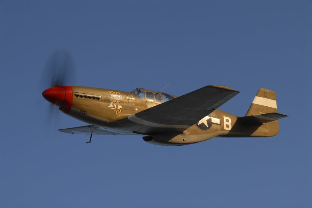 P-51C Mustang flying over Chino Hills California Canvas Art - Phil WallickStocktrek Images (17 x 12)