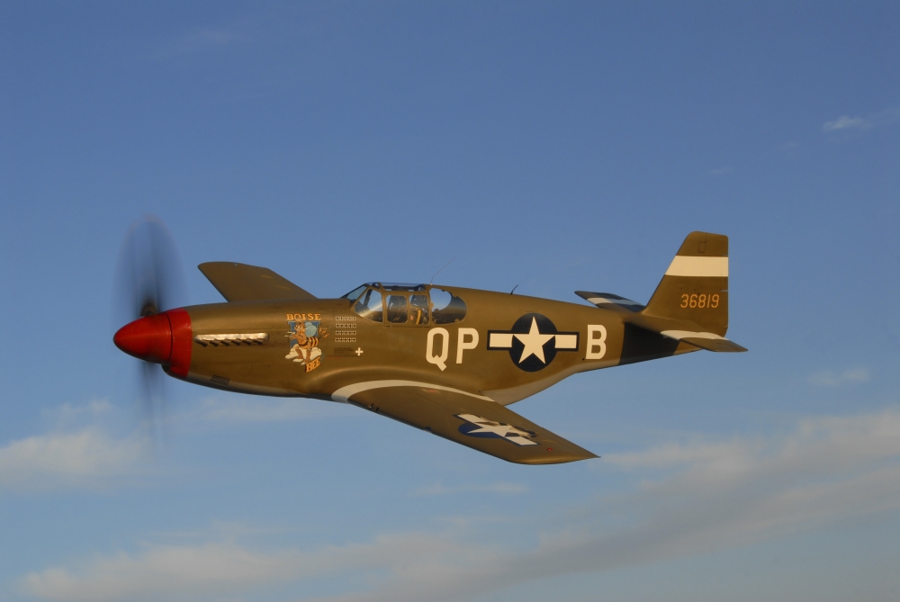 P-51C Mustang flying over Chino Hills California Canvas Art - Phil WallickStocktrek Images (34 x 23)
