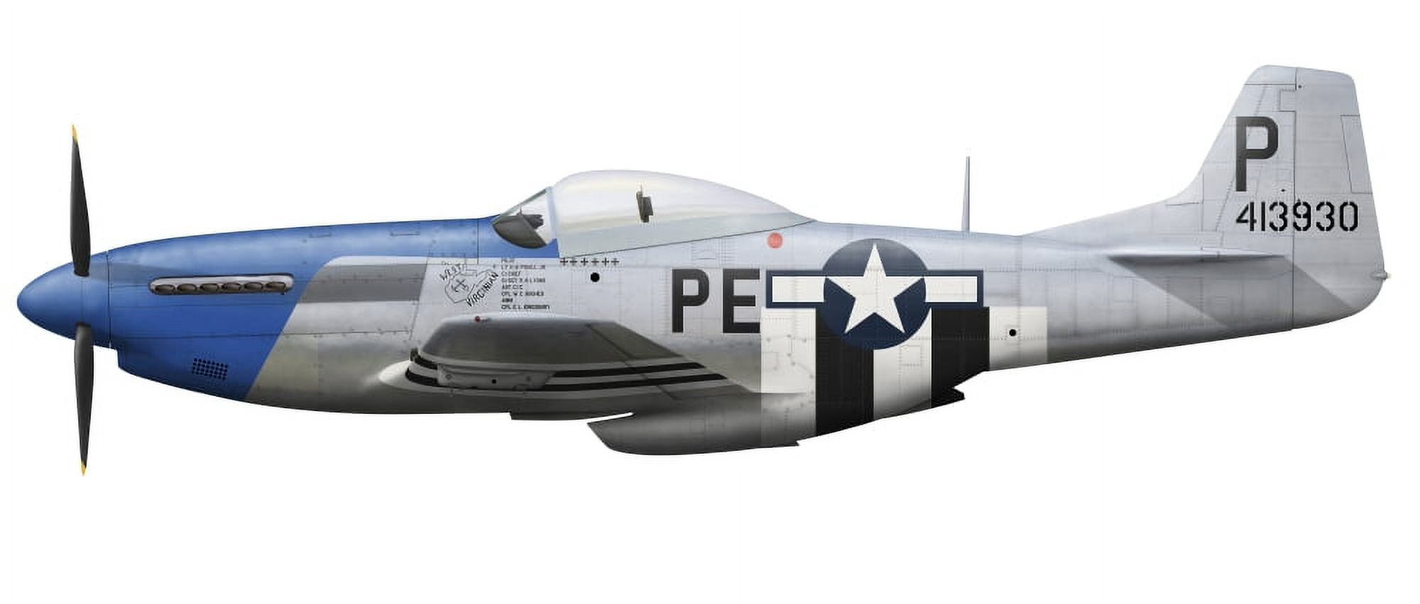 P-51D Mustang assigned to the 328th Fighter Squadron Canvas Art - InkwormStocktrek Images (43 x 19)