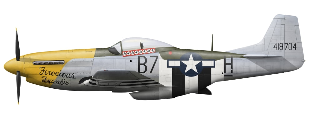 P-51D Mustang nicknamed Ferocious Frankie Canvas Art - InkwormStocktrek Images (22 x 10)