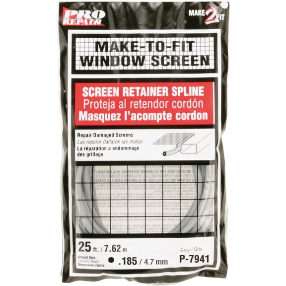 P 7941 3/16-Inch x 25-Ft. Gray Vinyl Screen Spline - Quantity 1