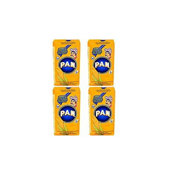 P.A.N. Harina PAN Amarilla Yellow Corn Meal Pre-cooked for Arepas, 2.27 kgs (5 lb) Grande - 4 Pack