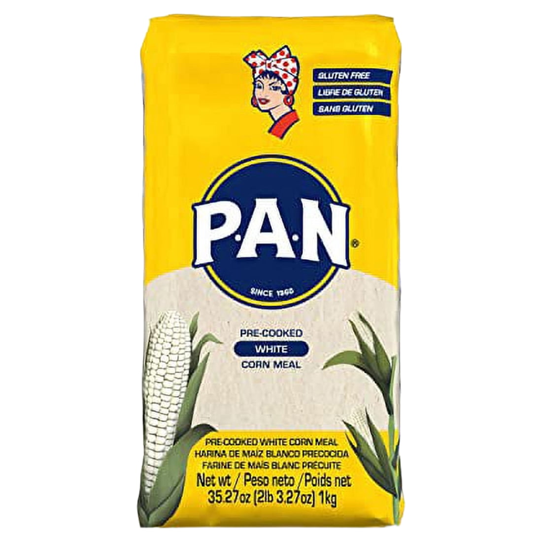 P.A.N. White Corn Meal â€“ Pre-cooked Gluten Free and Kosher Flour for Arepas (2.2 lb/Pack of 1)