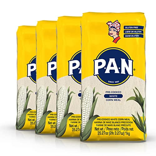 P.A.N. White Corn Meal – Pre-cooked Gluten Free and Kosher Flour for Arepas (2.2 lb / Pack of 4)