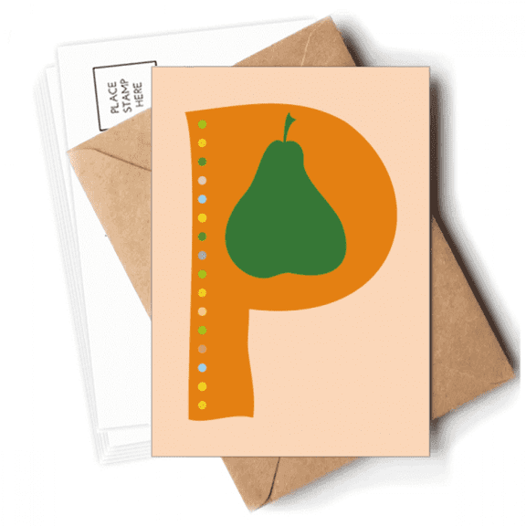 P Alphabet Pear Fruit Cute Pattern Postcards Envelopes Blank Note Cards Mailing