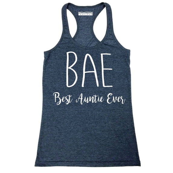P&B BAE Best Auntie Ever Funny Women's Tank Top, Heather Navy, 2XL