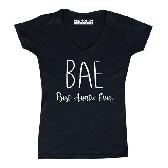 P&B BAE Best Auntie Ever Funny Women's V-neck, Black, XL