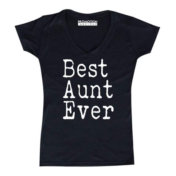P&B Best Aunt Ever Women's V-neck, Black, M