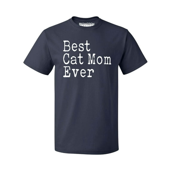 P&B Best Cat Mom Ever Men's T-shirt, Navy, L