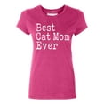 thumbnail image 1 of P&B Best Cat Mom Ever Women's T-shirt, Cyber Pink, M, 1 of 2