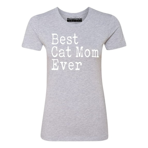 P&B Best Cat Mom Ever Women's T-shirt, Heather Gray, 2XL