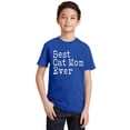 thumbnail image 1 of P&B Best Cat Mom Ever Youth T-shirt, Royal, L, 1 of 2
