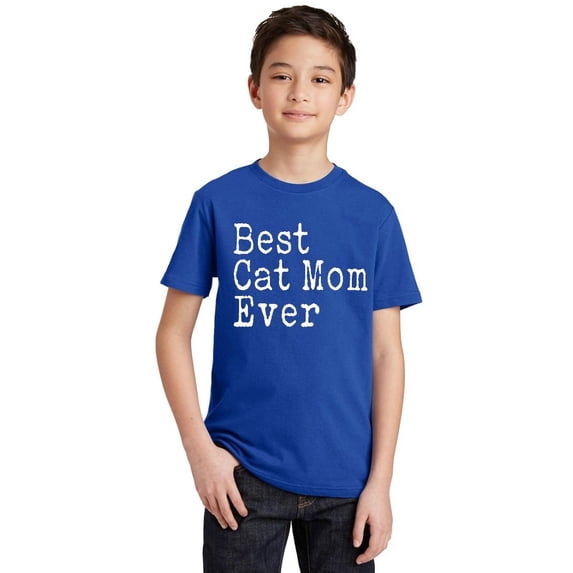P&B Best Cat Mom Ever Youth T-shirt, Royal, L