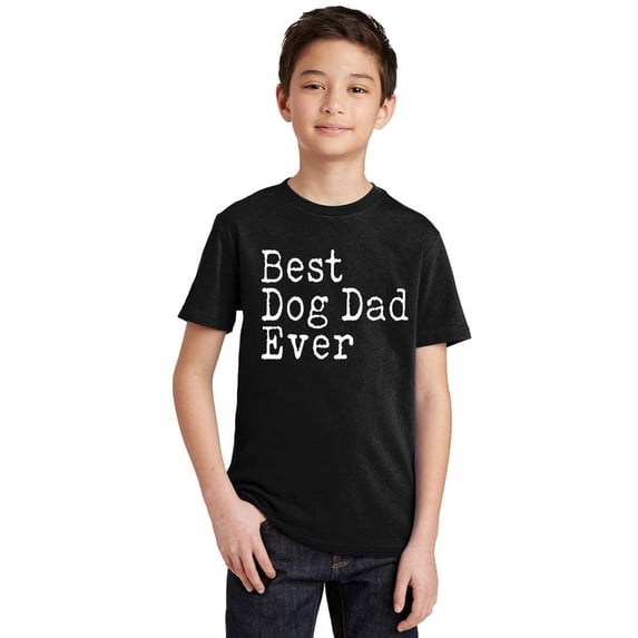 P&B Best Dog Dad Ever Funny Youth T-shirt, Black, XL