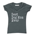 thumbnail image 1 of P&B Best Dog Mom Ever Women's V-neck, Charcoal, L, 1 of 2