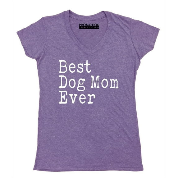 P&B Best Dog Mom Ever Women's V-neck, Heather Purple, 2XL