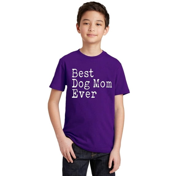 P&B Best Dog Mom Ever Youth T-shirt, Purple, S