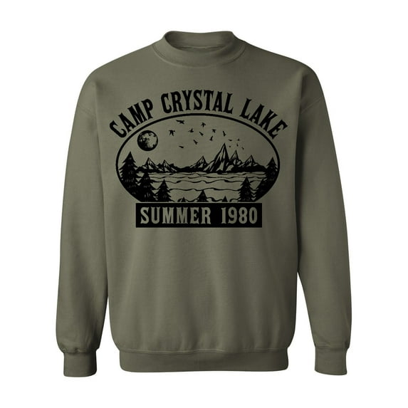 P&B Camp Crystal Lake Halloween Parody Costume Crewneck Sweatshirt, S, Military